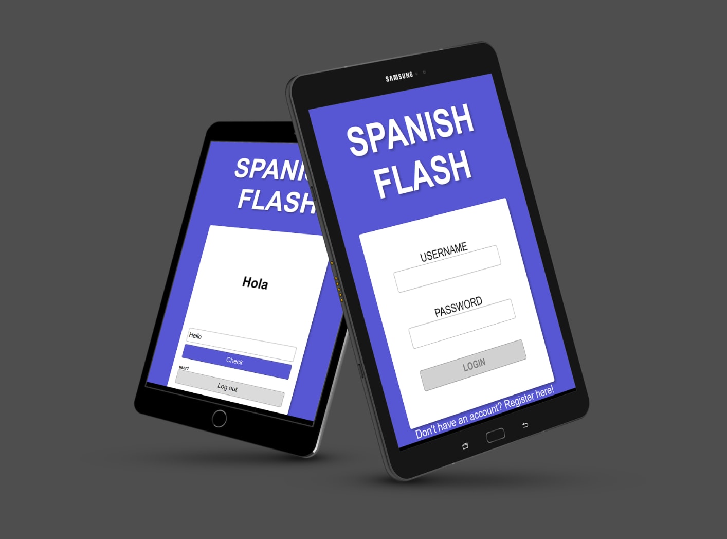 tablet images of Spanish Flash website